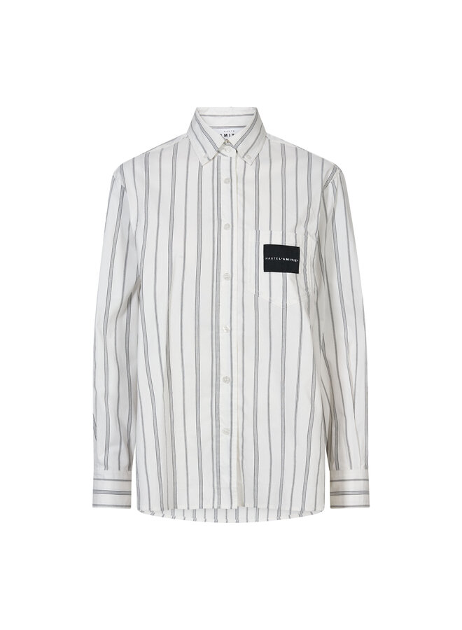Crystal Heart Stripe Shirt White