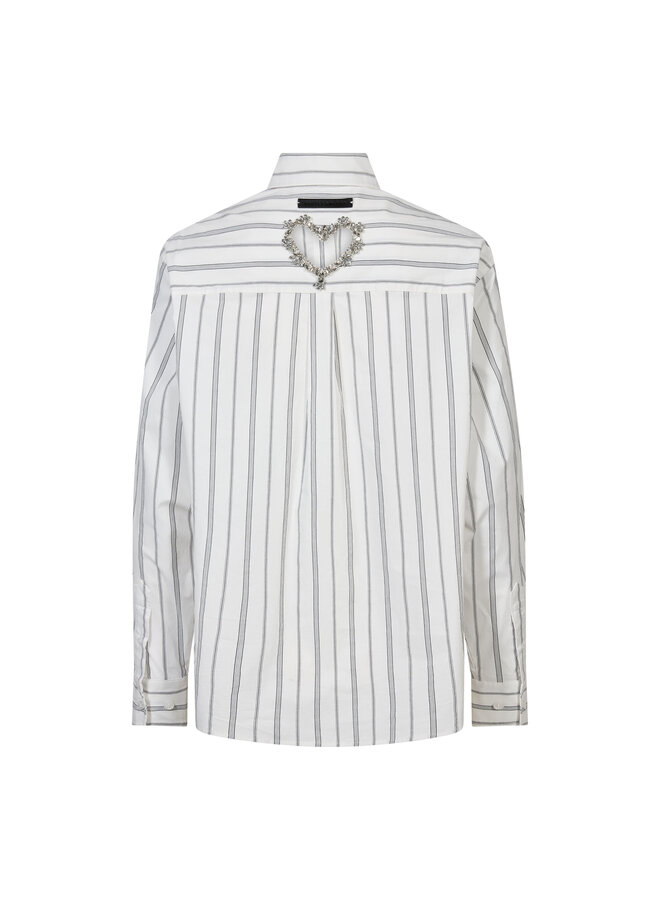 Crystal Heart Stripe Shirt White