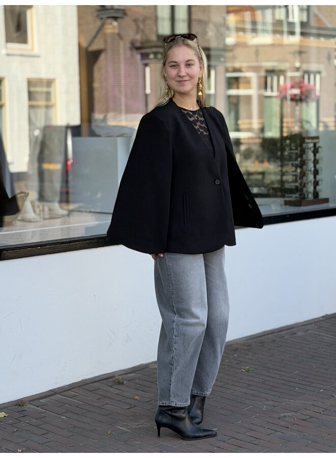 VolaCC Cape Button Blazer Black