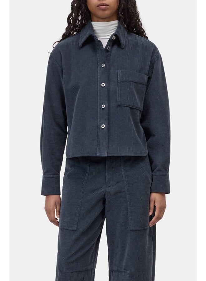 Cropped oversized shirt Storm blue