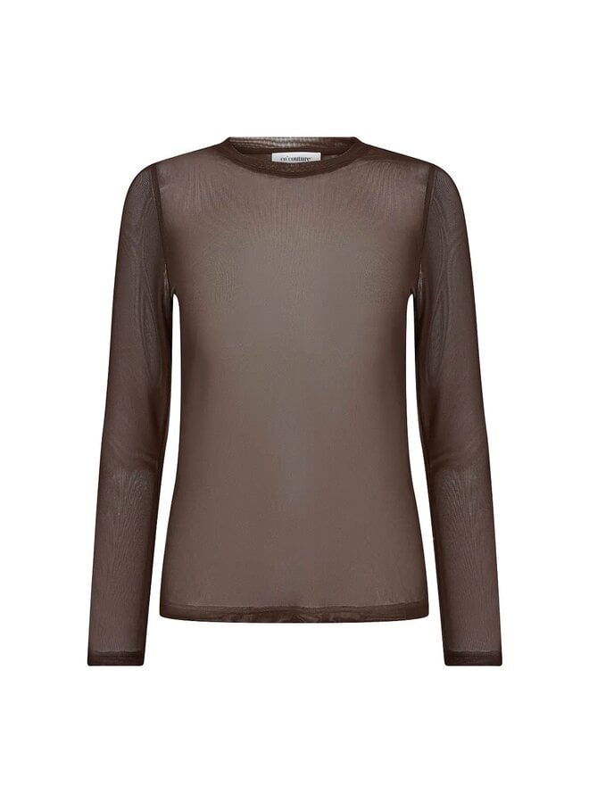 MeshCC O-neck Blouse Brown