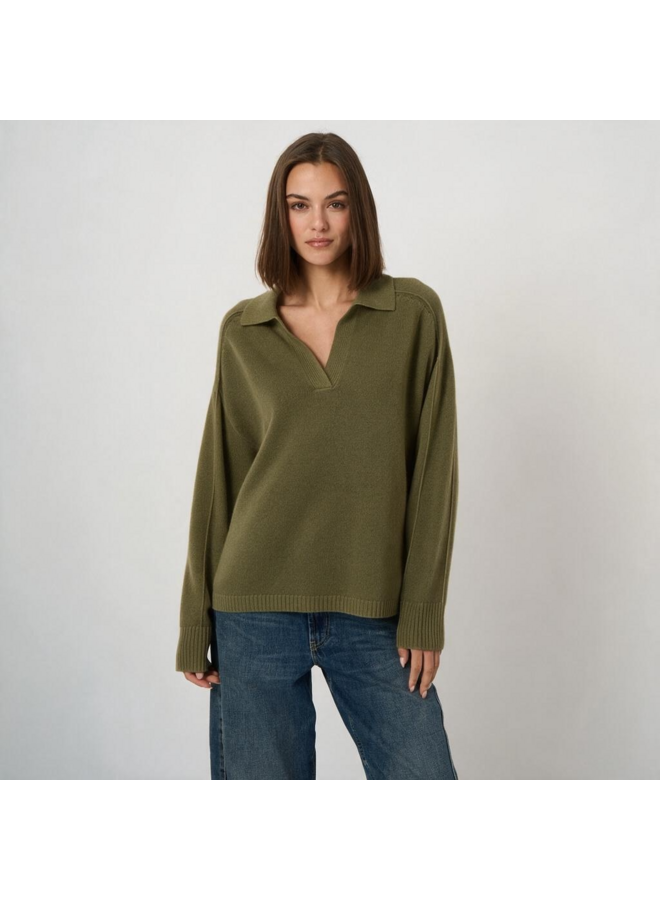 Wool/cashmere polo sweater Olive