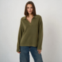 Wool/cashmere polo sweater Olive