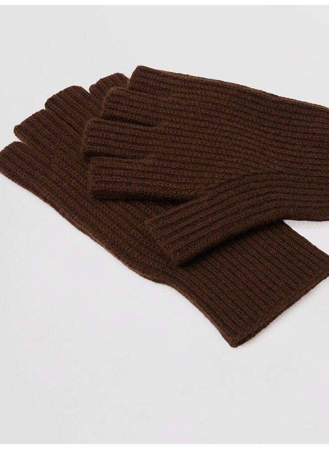 Cashmere vingerloze handschoenen chocolate