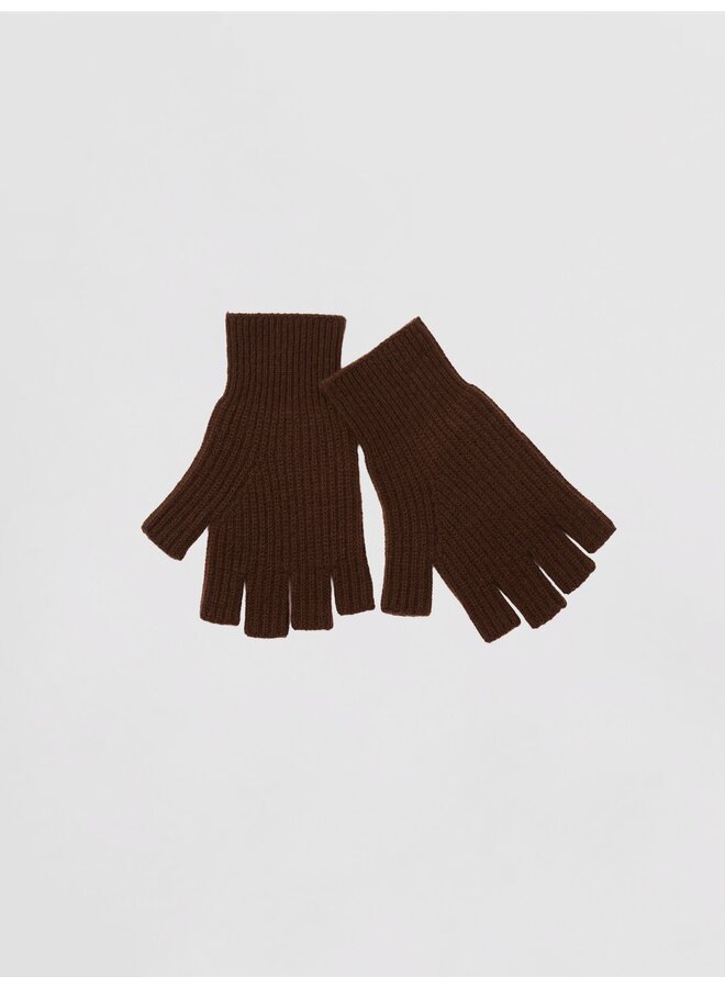 Cashmere vingerloze handschoenen chocolate