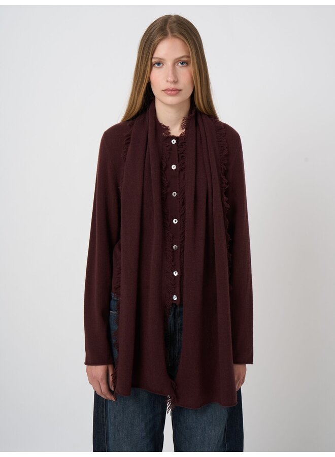 Cashmere sjaal met franjes lava