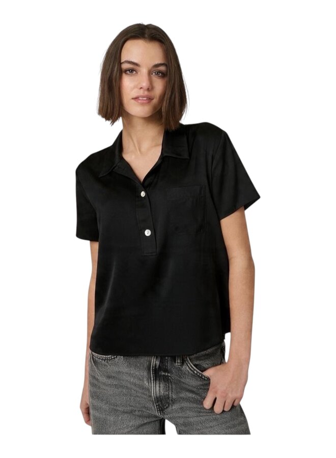 Silk blouse short sleeves black