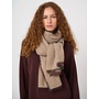 Lange cashmere sjaal met franjes sand