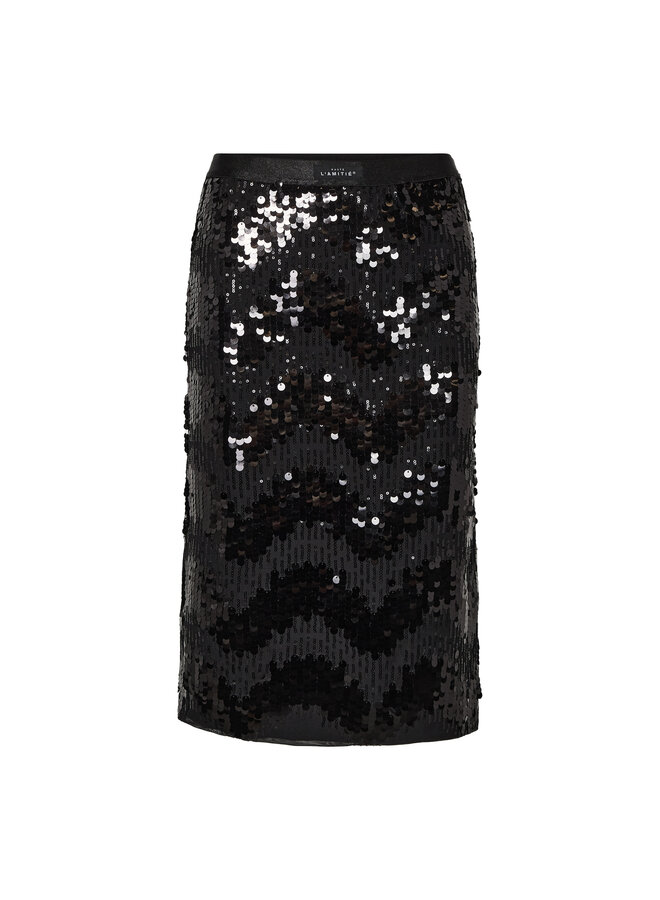 Mirror Sequin Pencil Skirt Black