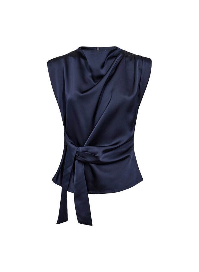 SafiraCC Pleat Top Navy