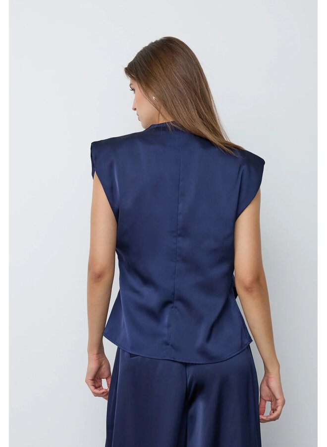 SafiraCC Pleat Top Navy