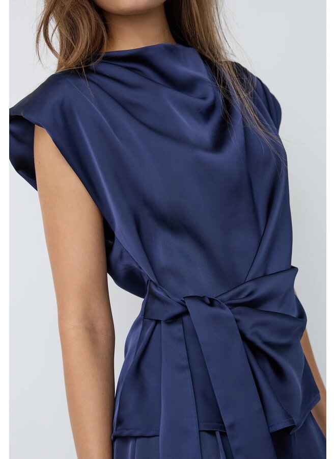 SafiraCC Pleat Top Navy