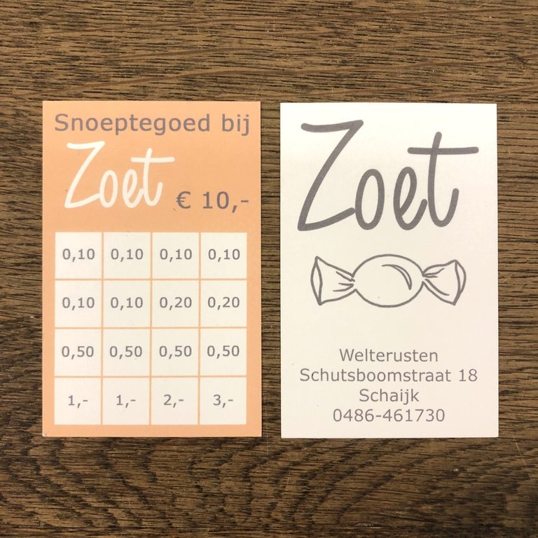 Zoet Snoep-Stempelkaart €10,-