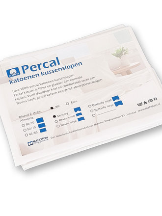 Mahoton Kussenslopen Percal Katoen Brace, wit