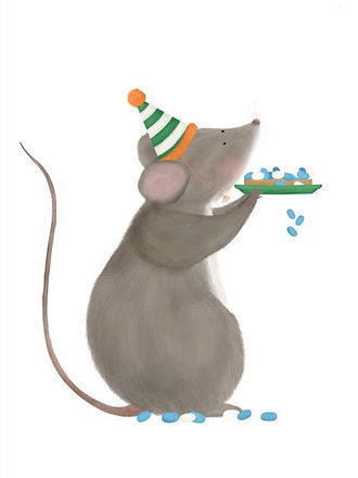 Getekenddoorzusje Beschuit met muisje blauw A6