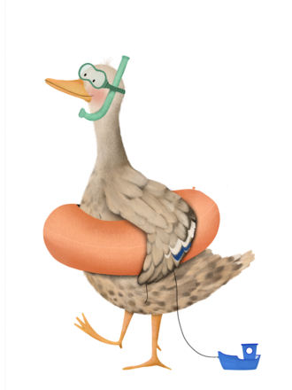 Getekenddoorzusje Eend met zwemband A6