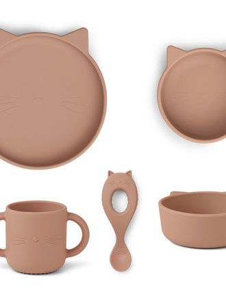 Liewood Vivi silicone set Cat dark rose