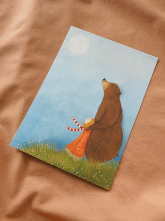 Getekenddoorzusje Beer met meisje A5