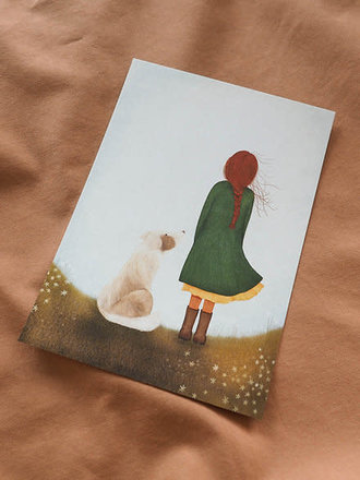 Getekenddoorzusje Meisje met hond A5