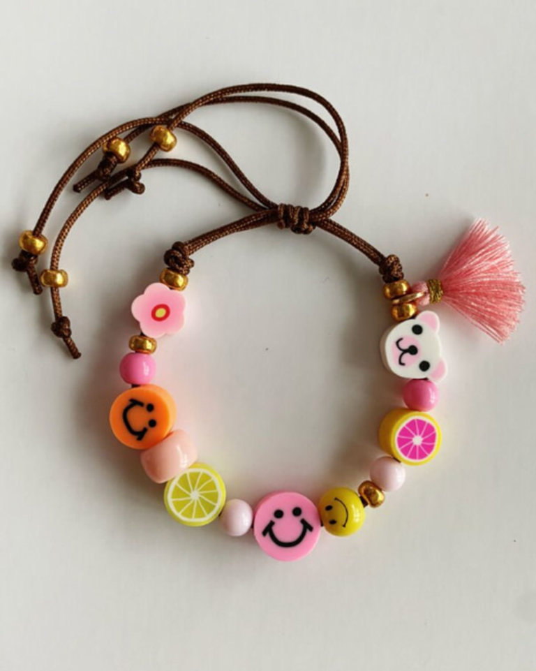 Bymelo Armband Smiley Roze