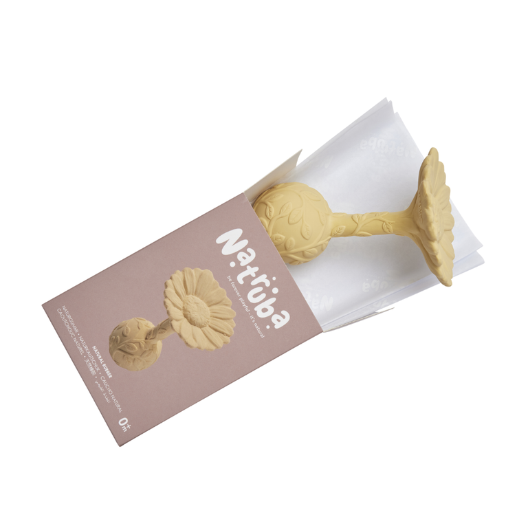 Natruba Rattle/Teether Daisy-Yellow