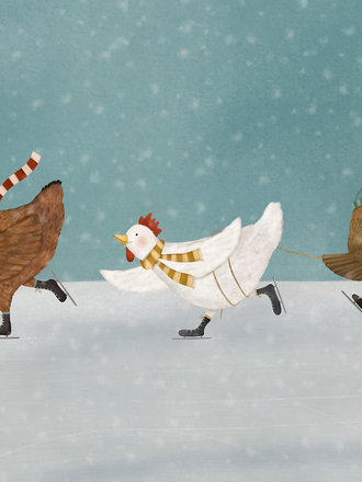 Getekenddoorzusje Chickens On Ice A6