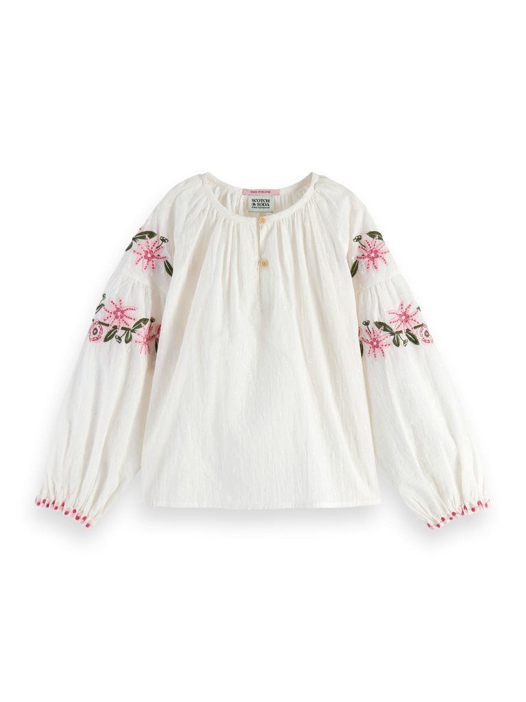 Scotch R'Belle Long Sleeved Flower Embroidery Top