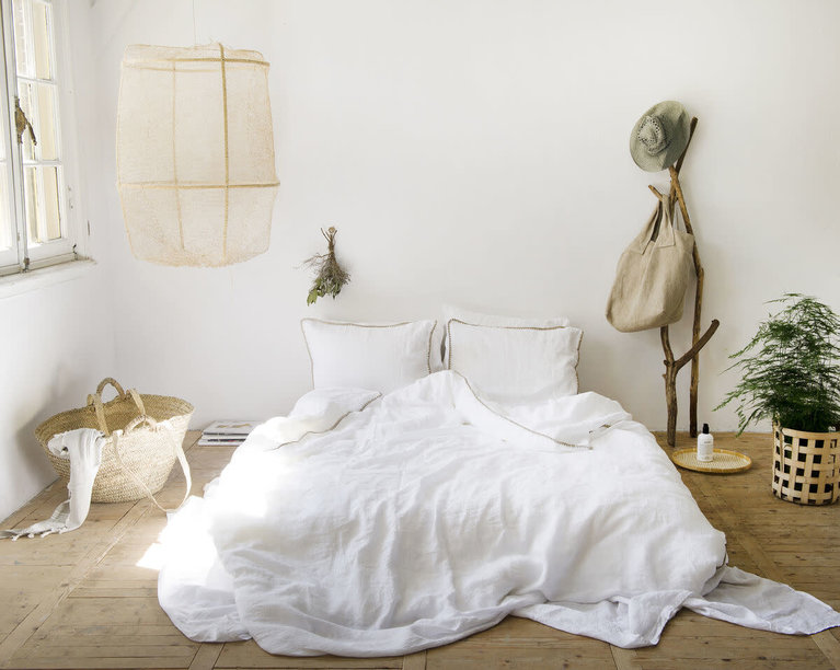 Passion For Linen Dekbedovertrek Felice-White Stich Sand