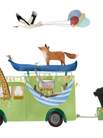 Getekenddoorzusje Pastel camper A5