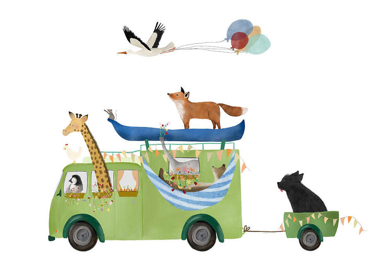 Getekenddoorzusje Pastel camper A5