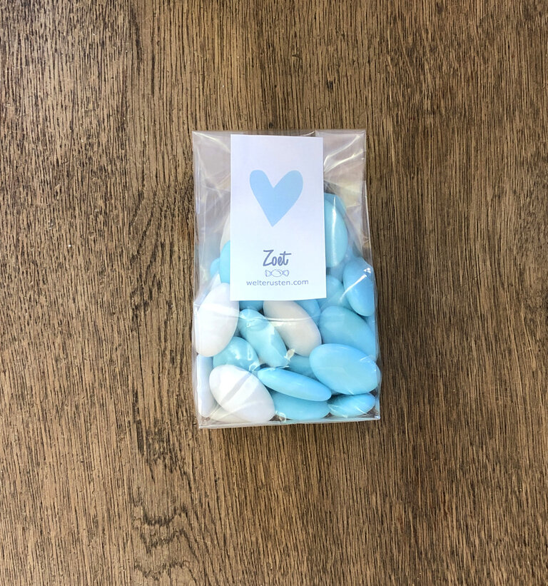 Zoet Chocolade Dragees blauw/wit klein