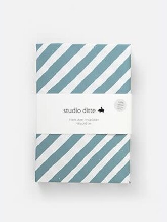 Studio Ditte Hoeslaken Strepen Steenblauw