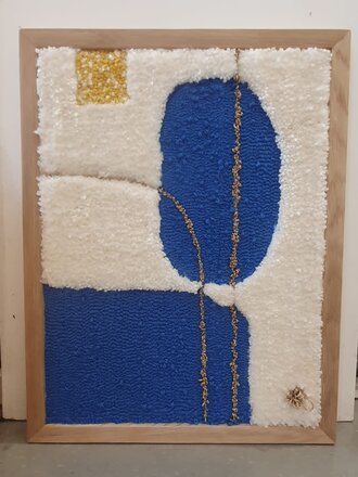 Studio Fer Handgemaakt wandtapijt Abstract-Creme Blauw