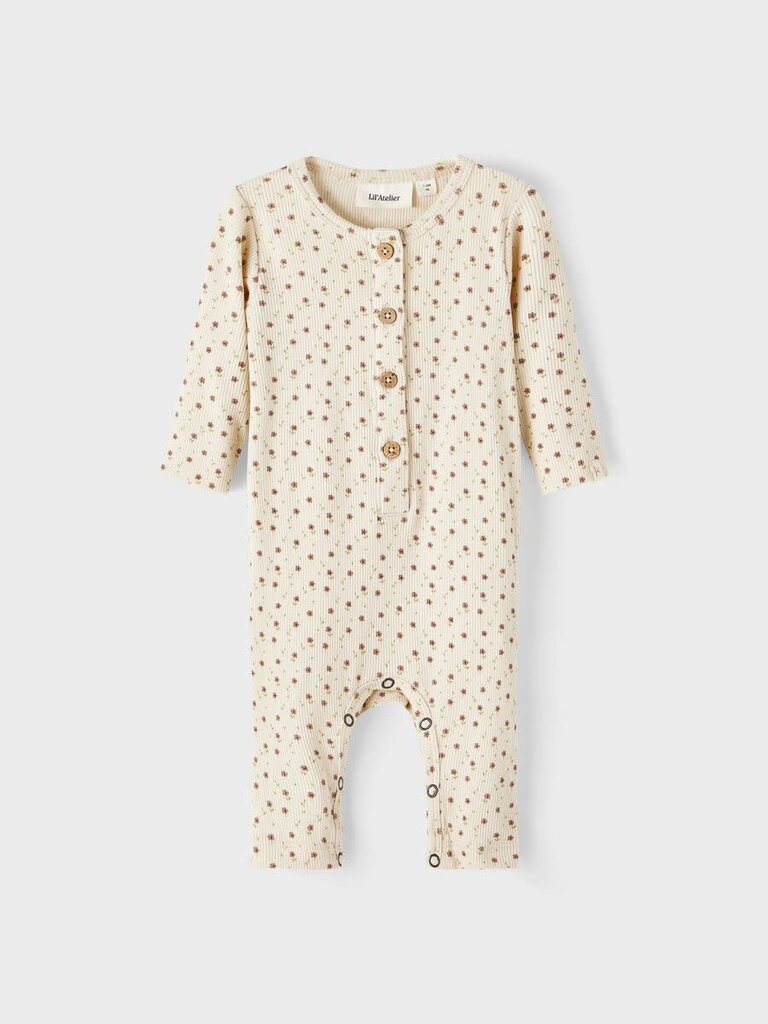 Lil' Atelier Gago LS slim suit, Fog/Flowers