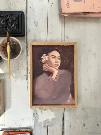 Tinystories FRANGIPANI BLOEM-Fine art print met lijst 30x40