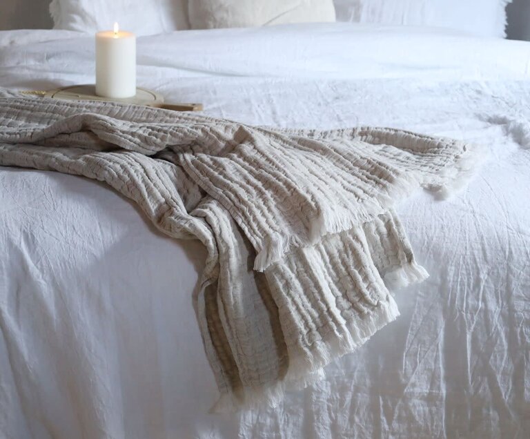 Passion For Linen Tessa-Natural Plaid 135x280cm