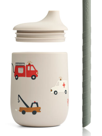 Liewood Ellis Printed Sippy Cup Emergency Vehicle Sandy