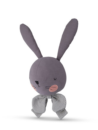 Picca Loulou Picca Loulou Rabbit Robin Head Grey - 32 cm Picca Loulou Picca Loulou Rabbit Robin Head Grey - 32 cm