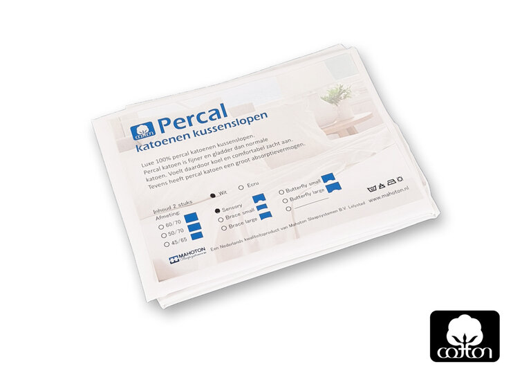 Mahoton Kussenslopen Percal Katoen, maat 45/65cm, wit
