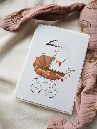 Getekenddoorzusje Welkom lief kleintje Kinderwagen A6