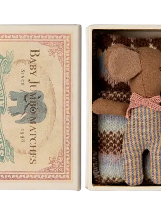 Maileg Sleepy wakey baby mouse in matchbox-Rose