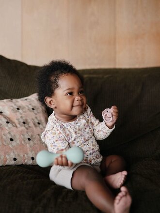 Mushie Rattle toy Silicone-Cambridge Blue