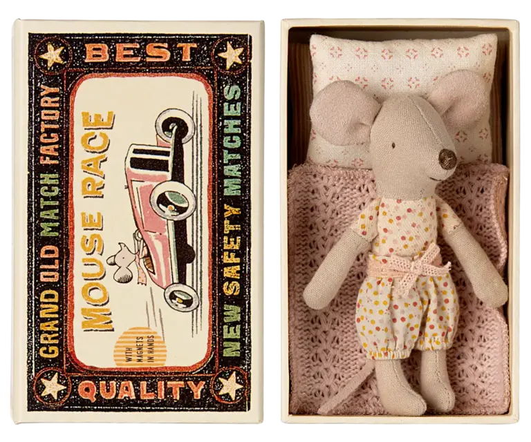 Maileg Little sister mouse in matchbox