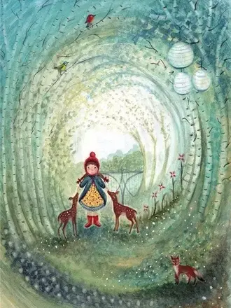 Luminae Postcard-Girl with Deer