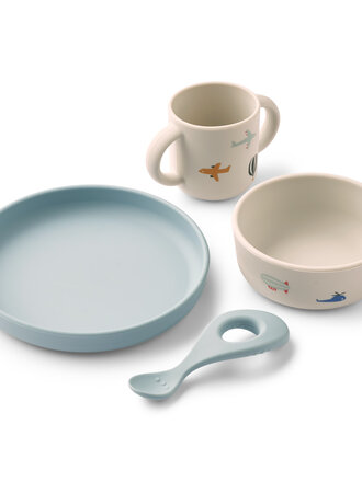 Liewood Vivi Printed Tableware Set-Aviator/Ecru