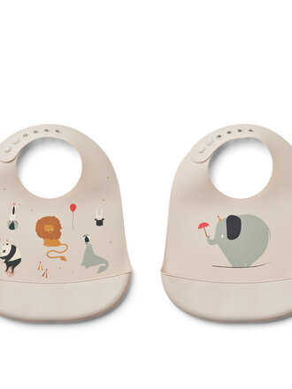 Liewood Tilda printed bib-2 pack Circus sandy