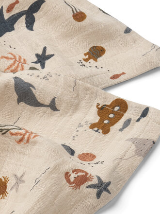 Liewood Lewis muslin cloth 2-pack Sea Creature/Sandy