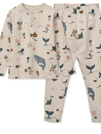 Liewood Wilhelm Printed Pyjamas Set Sea Creature/Sandy Liewood Wilhelm Printed Pyjamas Set Sea Creature/Sandy