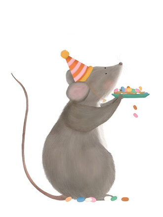 Getekenddoorzusje Beschuit met muisje multicolor A6