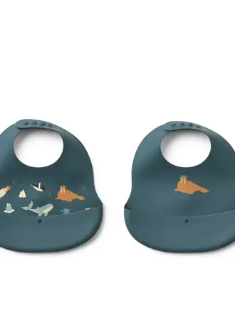 Liewood Ember Printed Bib 2-pack Arctic Sea